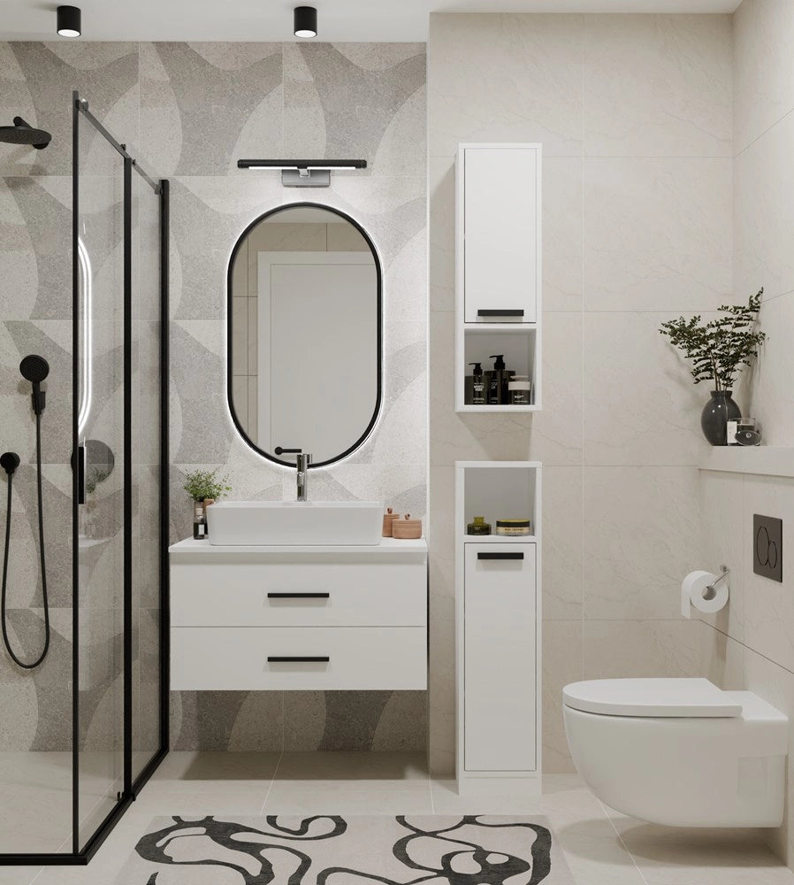 Mobile bagno MEXY 1d colonna scaffale 1 ante 4 ripiani da terra bianco