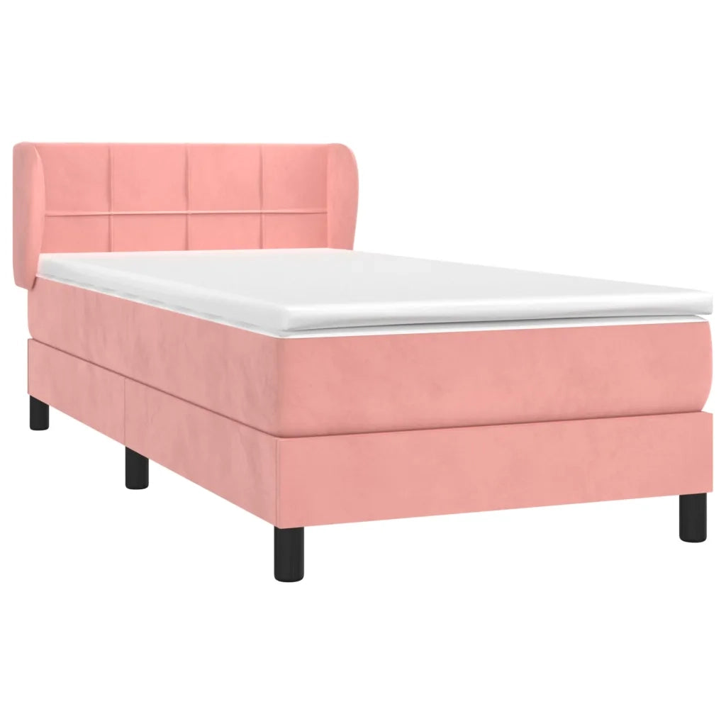 Giroletto a Molle con Materasso Rosa 90x190 cm in Velluto