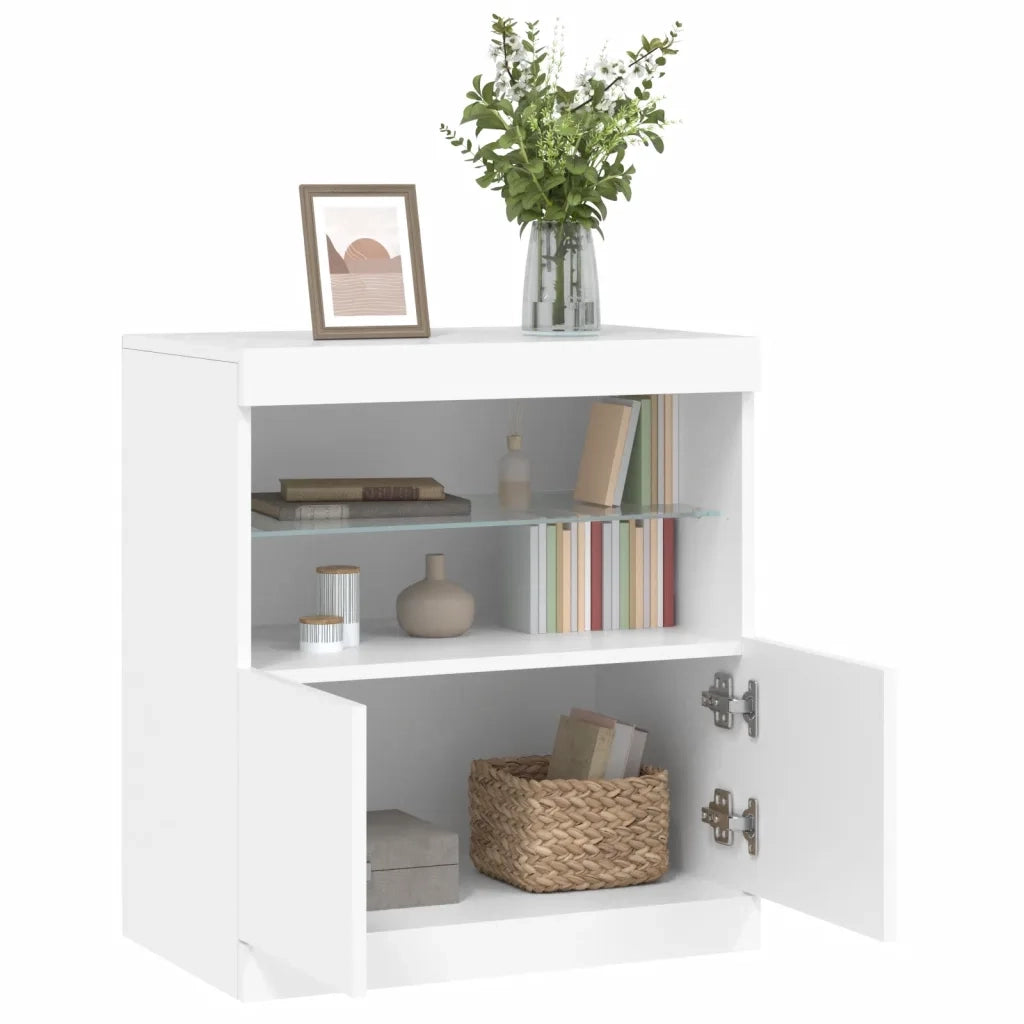 Credenza con Luci LED Bianca 60x37x67 cm 836651