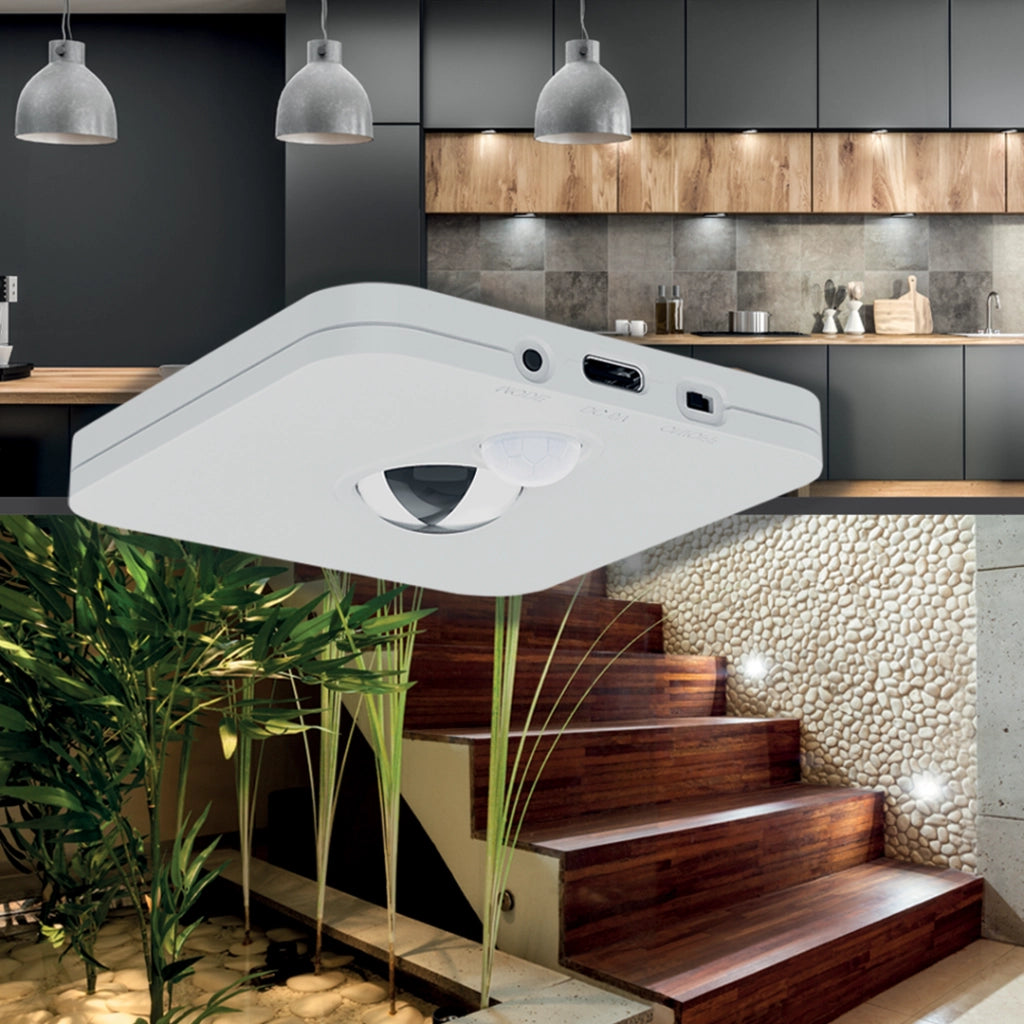 Lampada sottopensile bianca quadra con sensore USB-C CCT