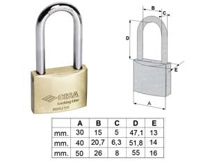 LUCCHETTO LOCKING LINE ARCO LUNGO 20011- - mm.40 (art.20011400) - 12 pezzi CISA