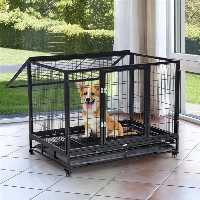 GABBIA BOX PER CANI CUCCIOLI DA INTERNO ESTERNO CON ROTELLE 92×62×75CM