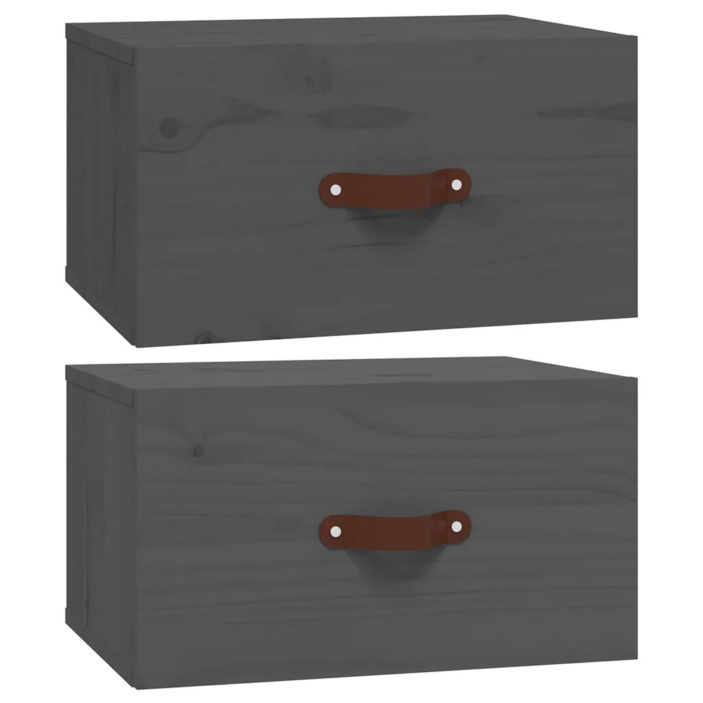 Comodini a Muro 2 pz Grigi 40x29,5x22 cm 820991