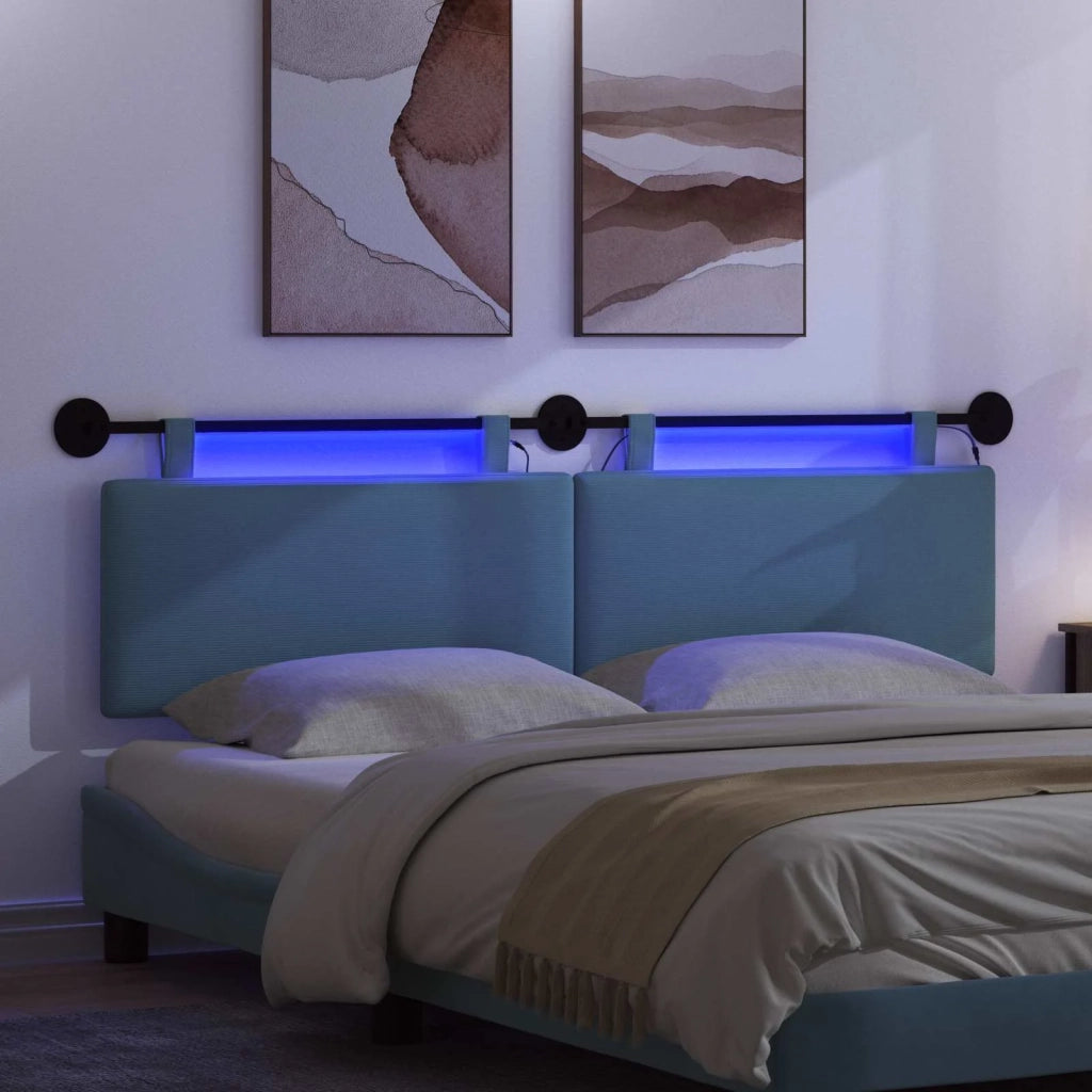 Testiera sospesa Con luce LED Blu Tessuto in Cords 3424329