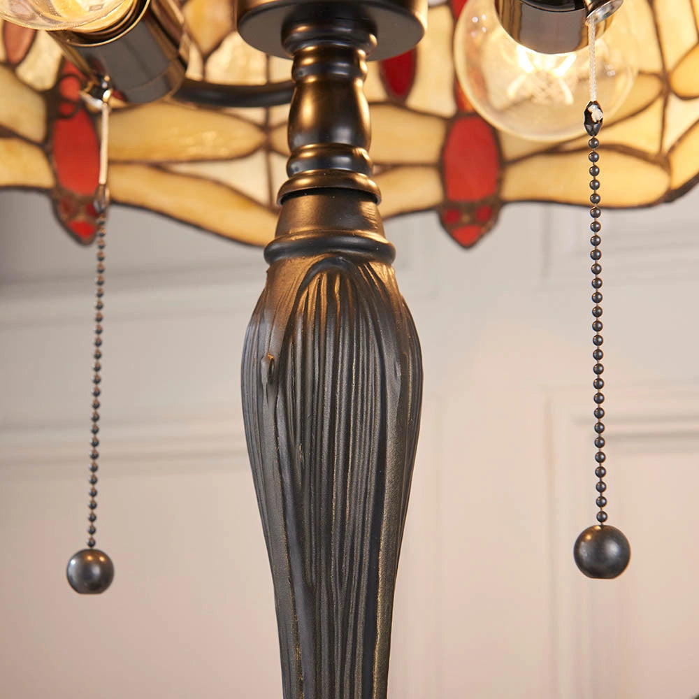 Lampada da tavolo Tiffany vetrata Dragonfly Beige 2xE27