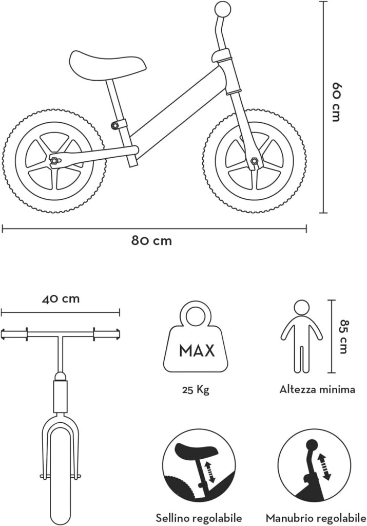 Bicicletta Senza Pedali Balance Bike per Bambini 10 Pollici 80x40x60 cm Sellino e Manubrio Regolabili Barbie Bianco e