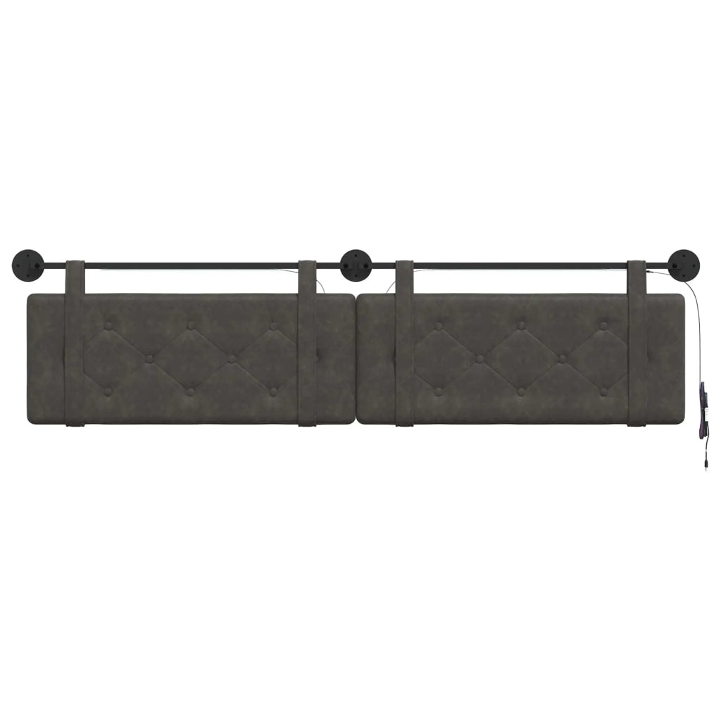 Testiera sospesa Con luce LED Nero PU Antico 3424268