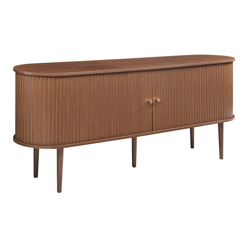 Mobile Contenitore Mapia con Ante Scorrevoli Credenza Bassa Madia 166x40x70 cm Effetto Noce [en.casa]