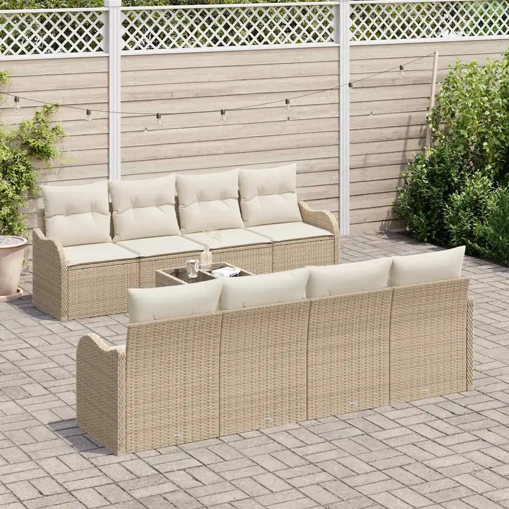 Set Divano da Giardino con cuscino 9 pcs Beige e Crema 3354300