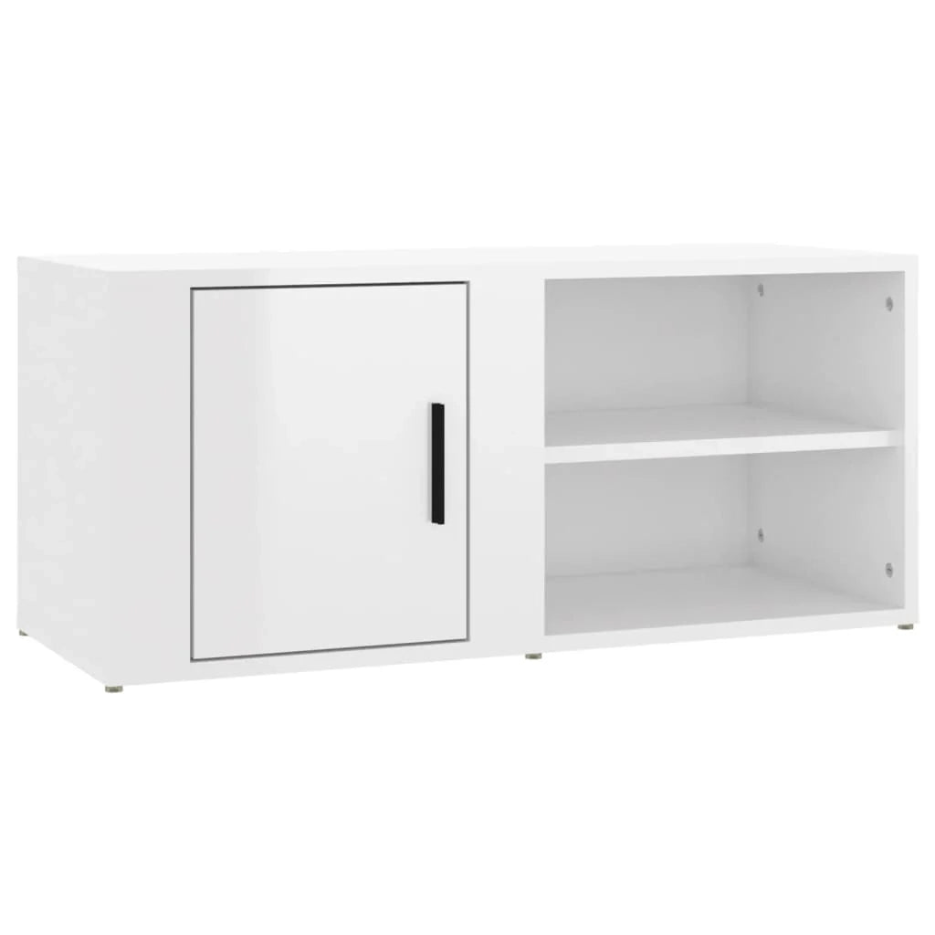 Mobile TV multimediale mensola TV credenza mobile TV sala da pranzo soggiorno camera da letto 2 pezzi finitura lucida 80 x 31,5 x 36 cm legno ingegnerizzato bianco 02_0028597