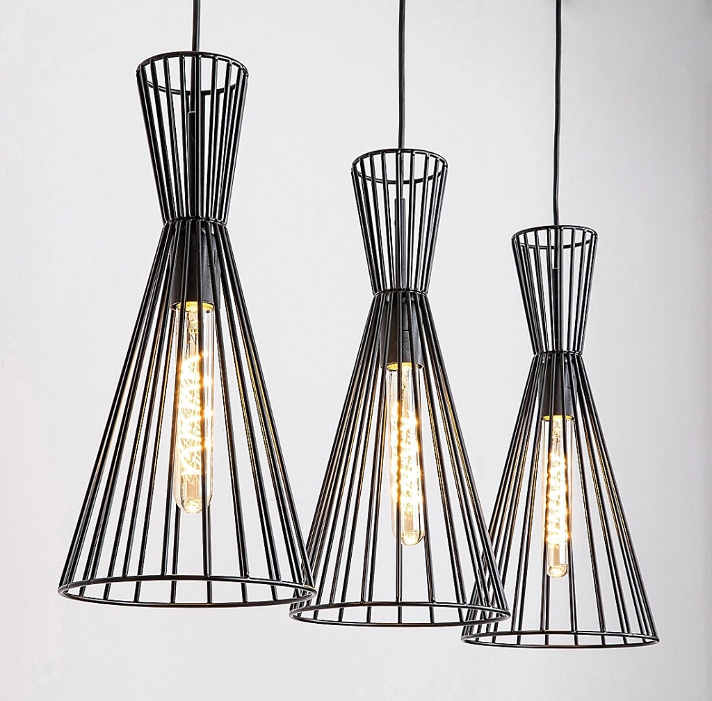 Lampada a sospensione industriale Rabalux Leandros nera 3xE27