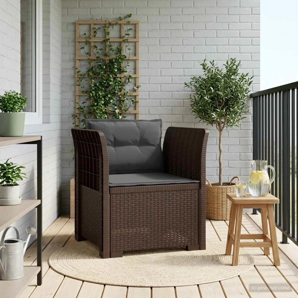 Poltrona a 1 Posto con Cuscini Aspetto Rattan PP Marrone 8011873