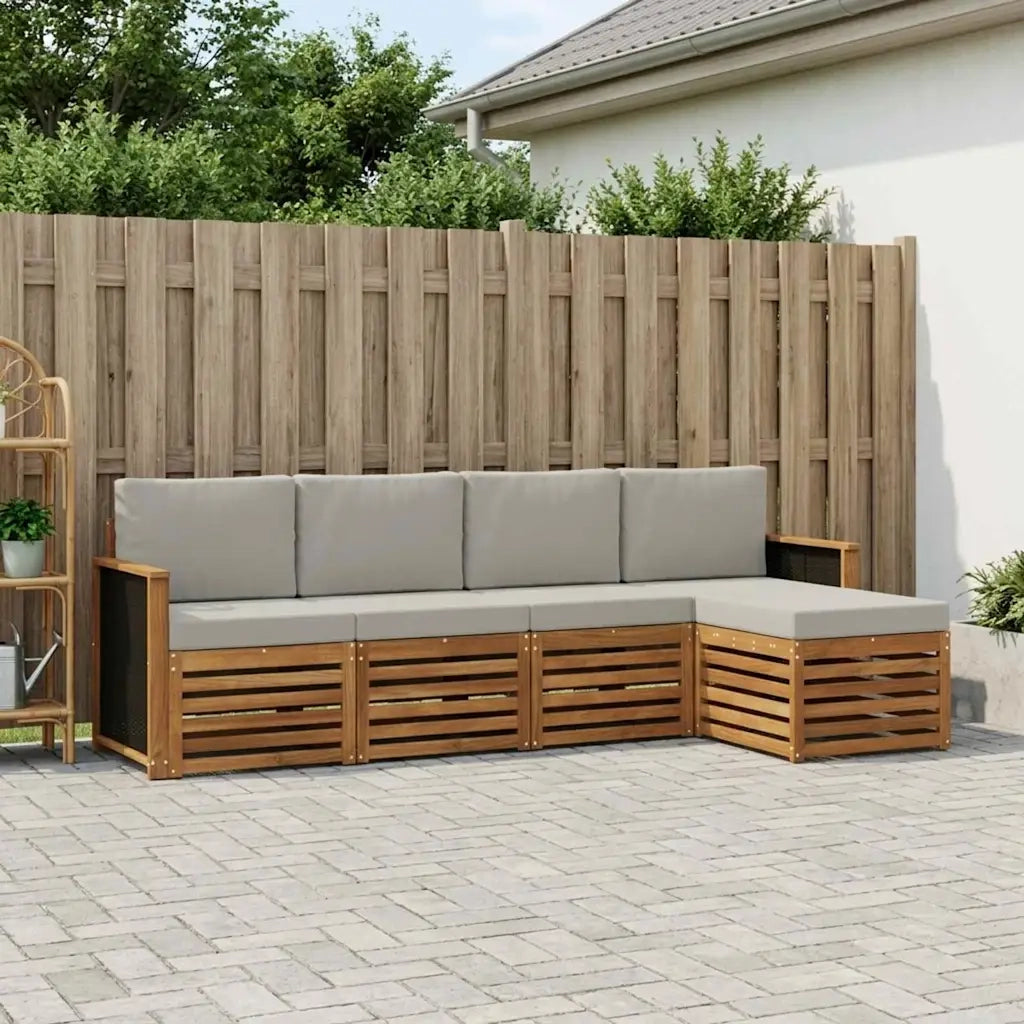 Set di divani da esterno 5 pcs Naturale e Grigio Chiaro 3384222