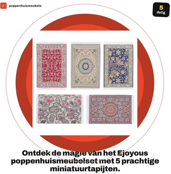 Tappeto per bambola in stile vintage - Accessori per casa dei bambini - Decorazione per mobili - Manufatto artigianale - Aspetto morbido - Tappeto per casa dei bamboli
