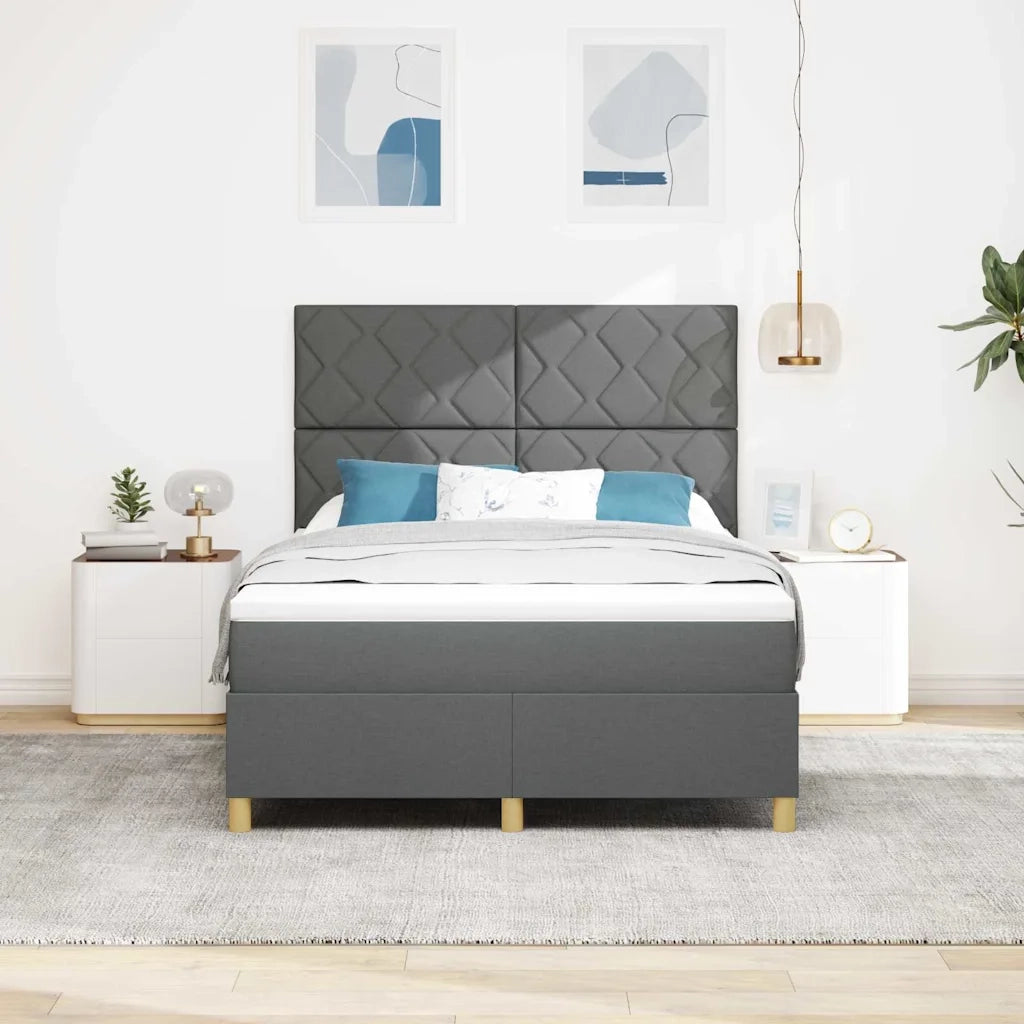 Letto a molle con materasso Grigio scuro 160 x 200 cm Tessuto 3339708