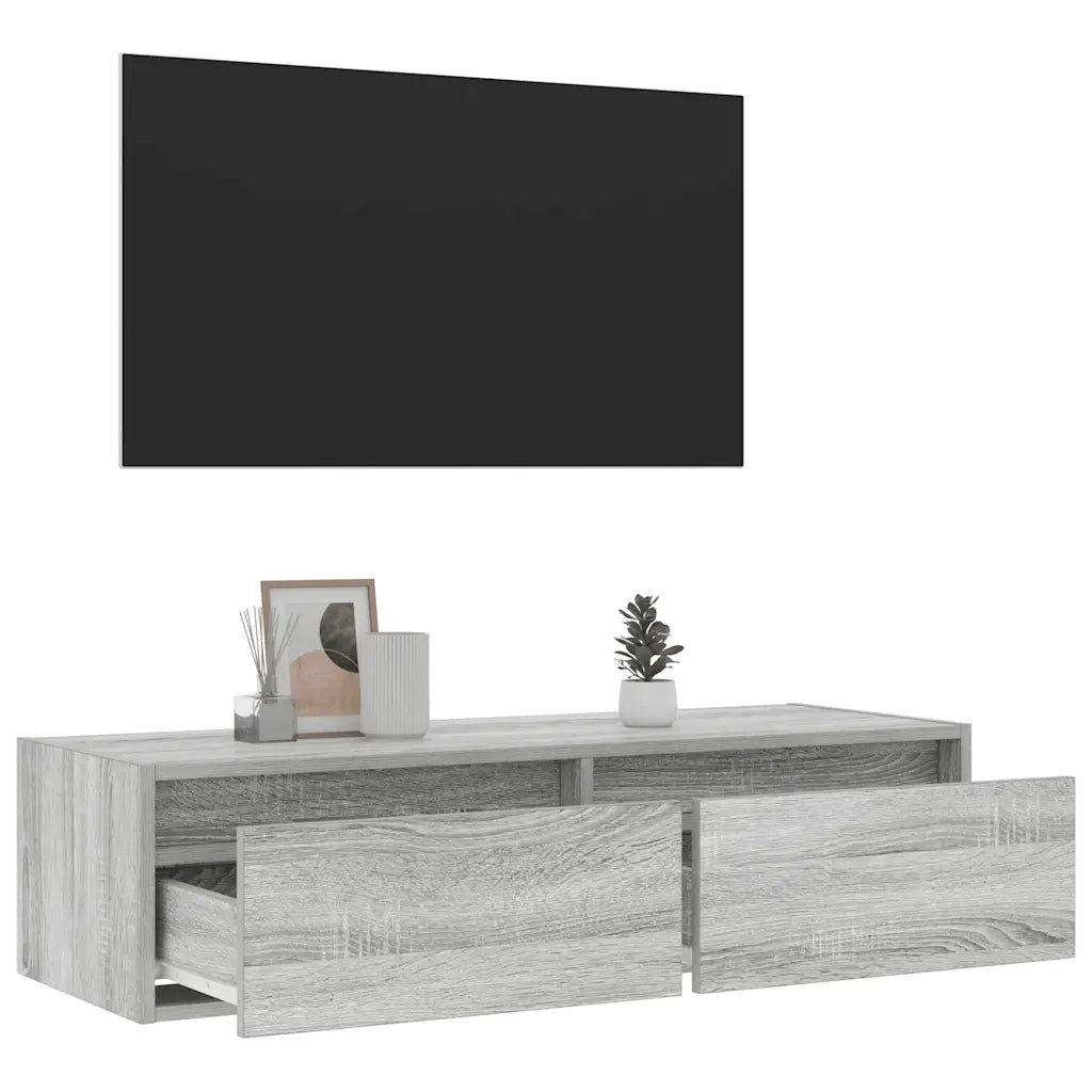 Mobile Porta TV con Luci LED-Mobile per TV-Credenza TV Grigio Sonoma 100X35,5x25 cm