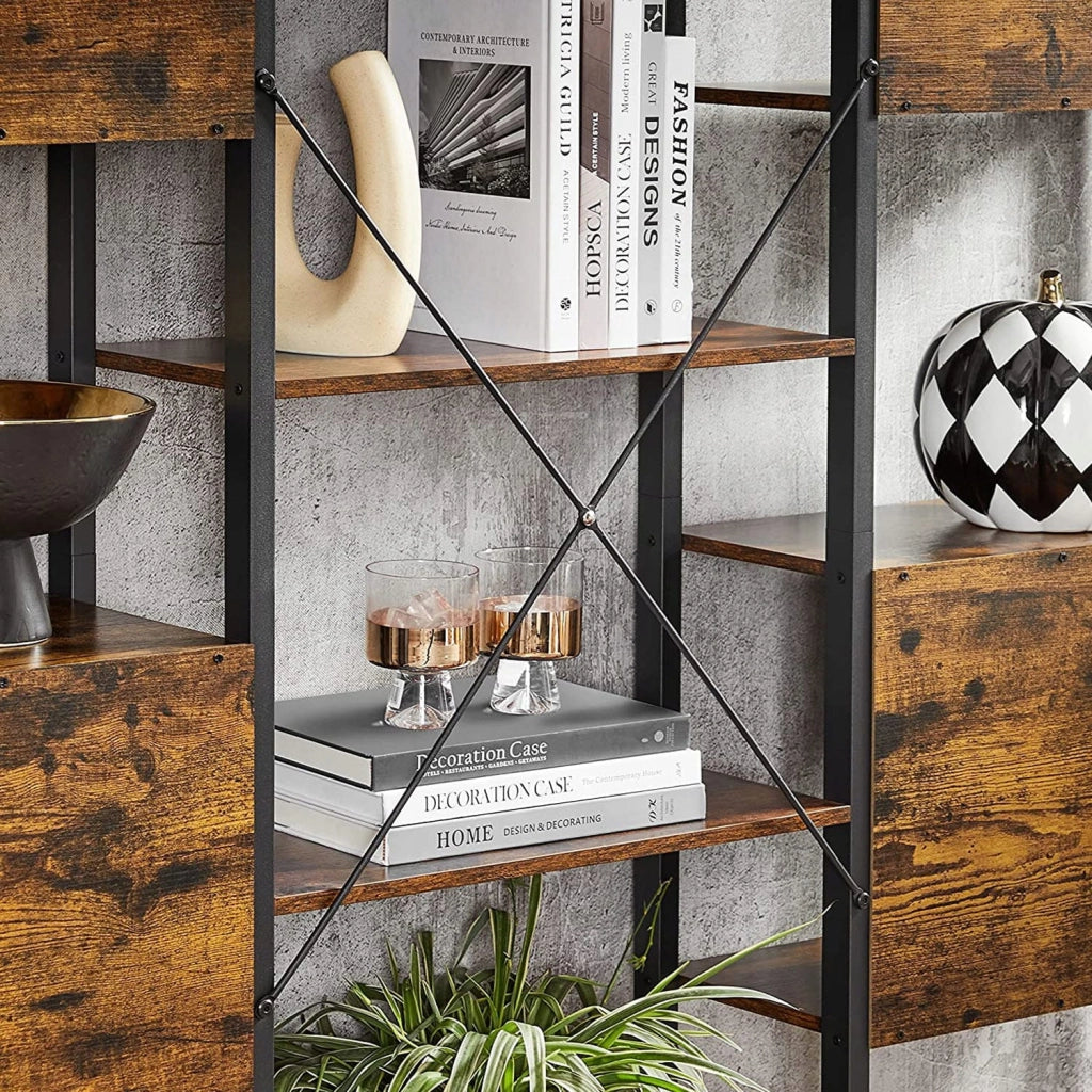 Libreria Valora SHELF CABINET in stile loft rustico marrone 14 ripiani