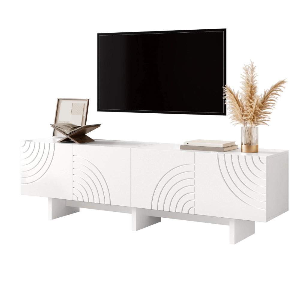 Cassettiera TV bianca in MDF e truciolare; lunghezza 170 cm