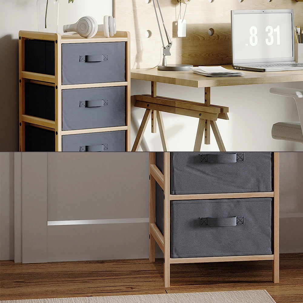 Vicco Mobile da bagno Grigio 34.5 x 86 cm con 4 cassetti in tessuto