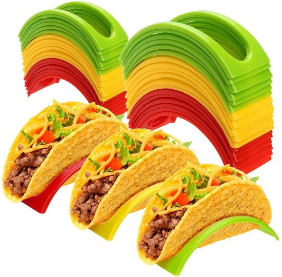 Supporto per Tacos Resistente al Forno - 12 Pezzi - Plastica Dura - Per Tacos/Burritos - Dimensioni 10,7 x 4,7 x 3,5 cm - Piatti per Tacos