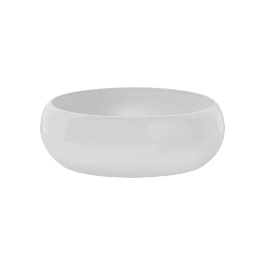 Lavabo da appoggio rotondo 36 cm in ceramica bianca lucida