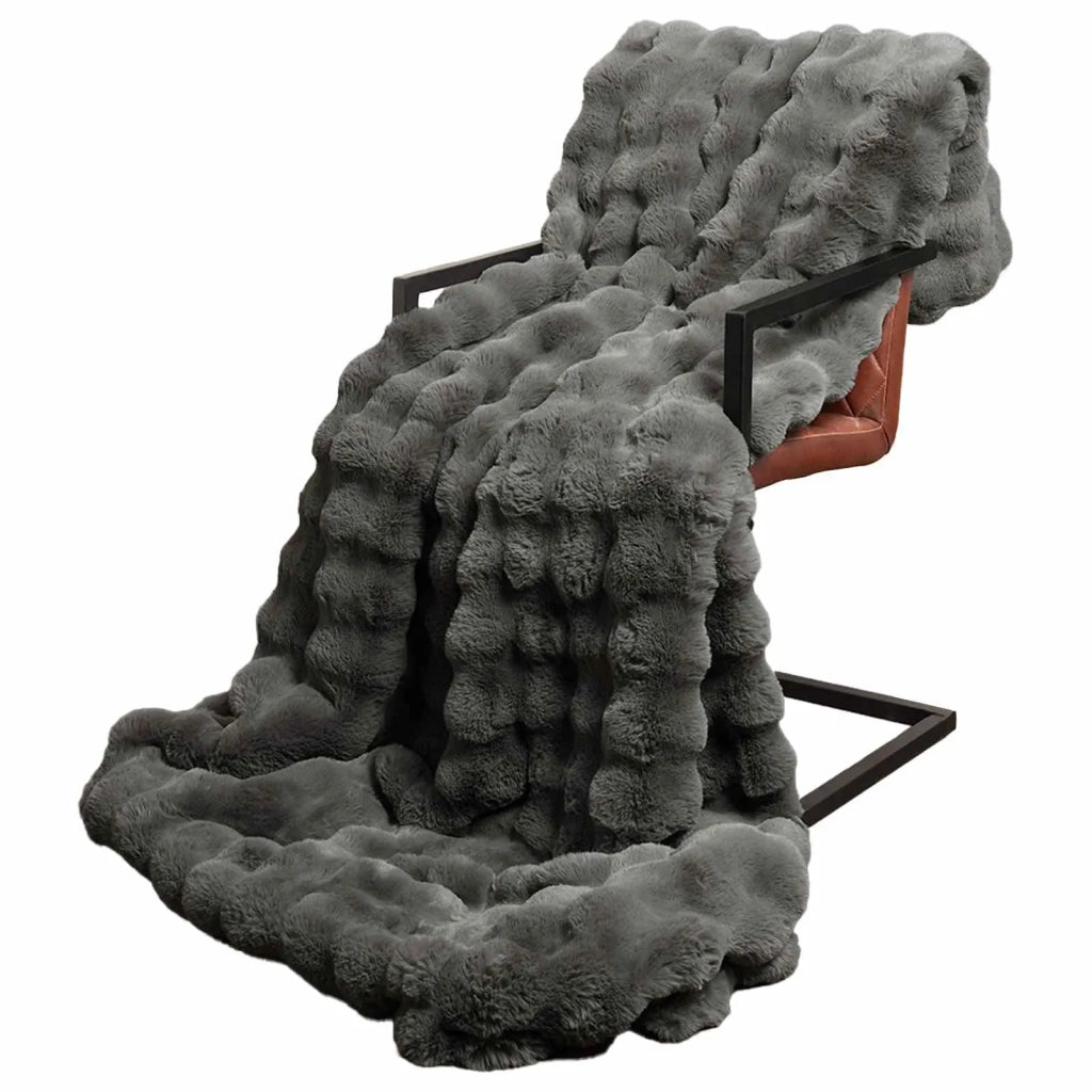 Coperta antiscivolo in sintetica di coniglio Olite Grigio Scuro