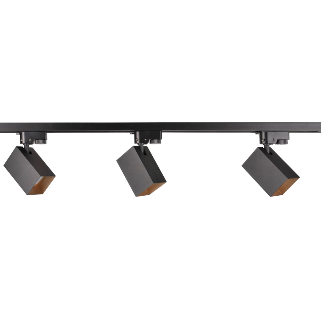 Kit binario Polux Square nero oro 1m 3 faretti GU10