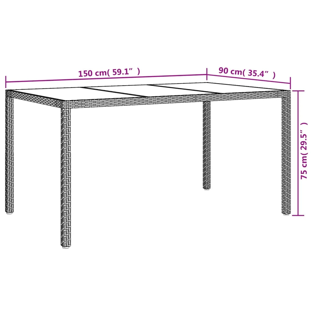 Set da Pranzo da Giardino 5 pz con Cuscini Beige in Polyrattan 3187350
