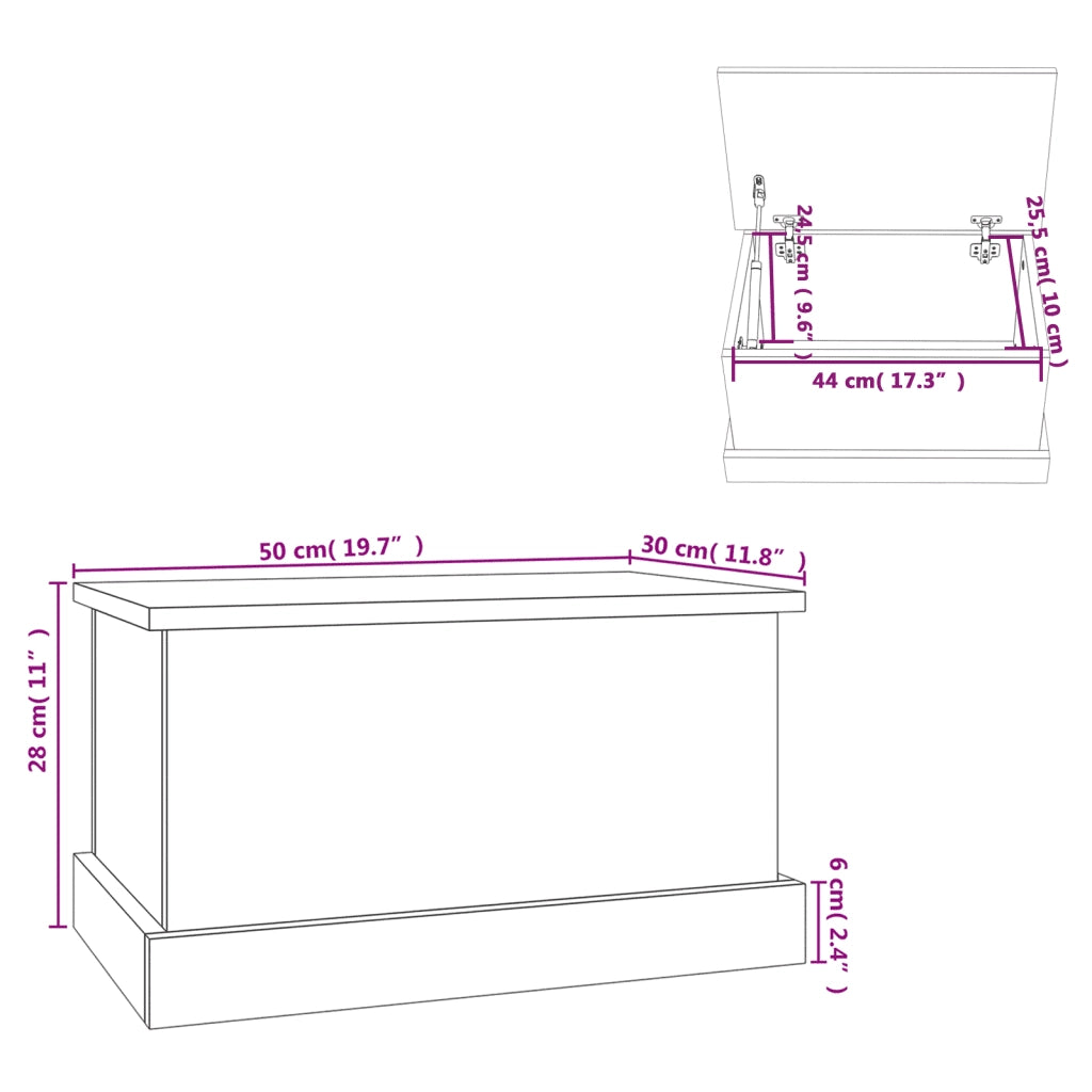 Contenitore Portaoggetti Bianco 50x30x28 cm Legno Multistrato