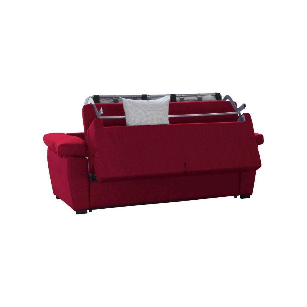 Pacecos, Divano Letto 3 Posti Sfoderabile Made in Italy, 225x95 cm Rosso