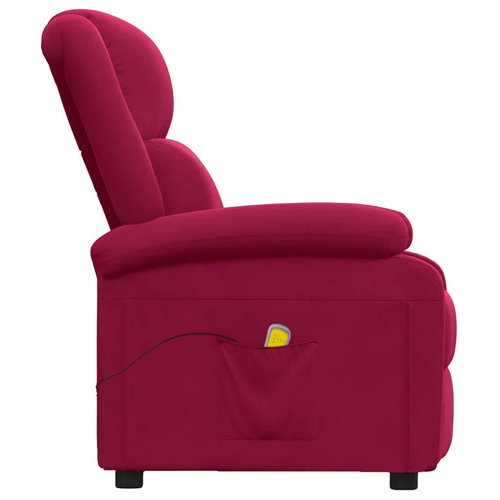 Poltrona Massaggiante Rosso Vino in Velluto 342415