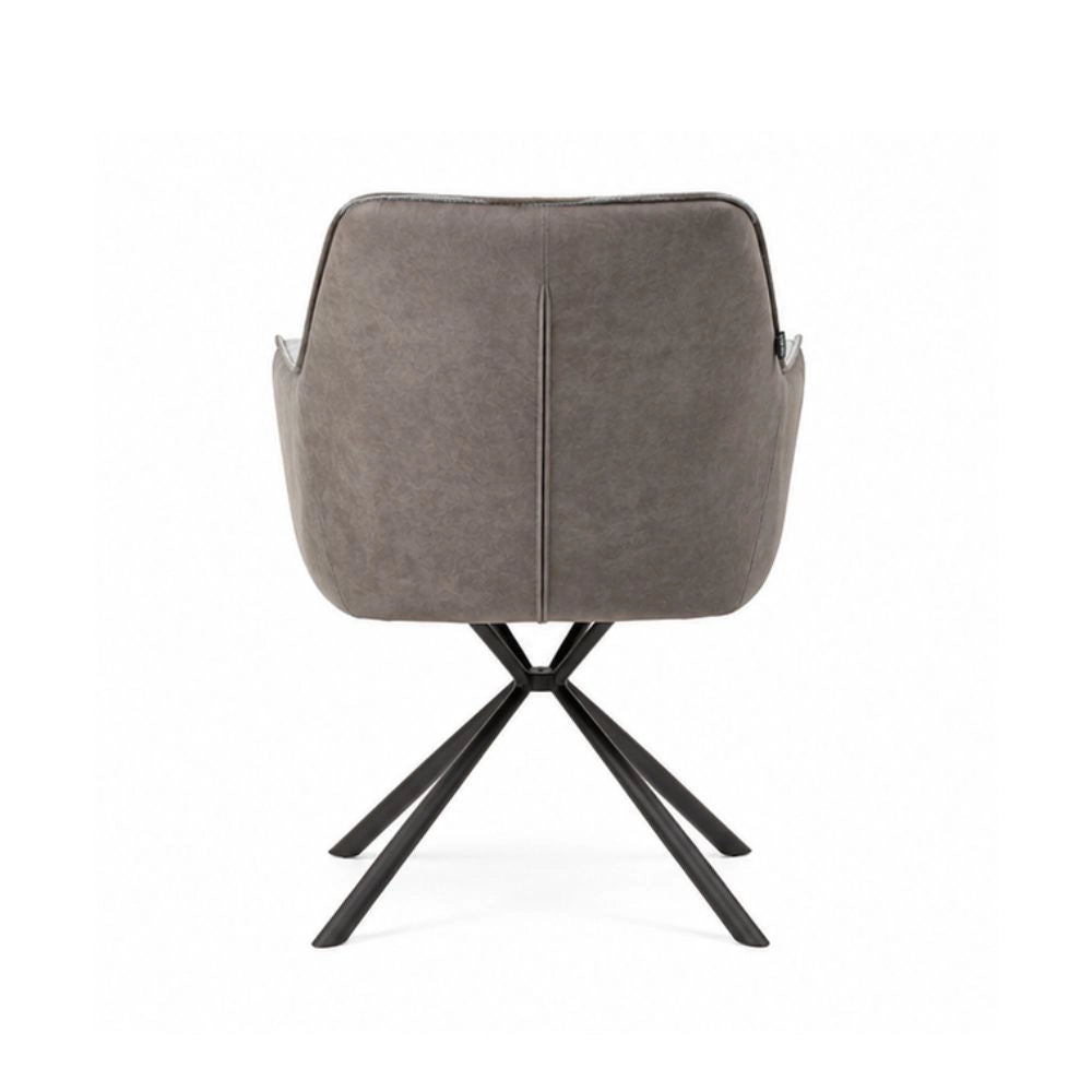 Set 2 Sedia con braccioli tessuto grigio e retro ecopelle elephant Comet