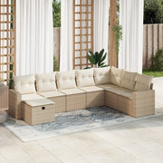 Set Divano da Giardino 8 pz con Cuscini Beige in Polyrattan 3325434