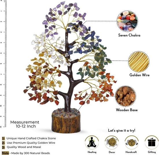 Albero della vita, cristalli, pietre preziose, pietre curative, albero del denaro, doni spirituali, bonsai albero, decorazione Feng Shui, albero delle sette chakra