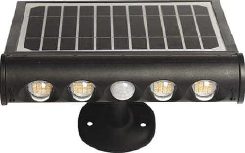 VIGOR-BLINKY 3478530 Avalon Proiettore Led 8W 950lm Pannello Solare Batteria Litio 4Ah IP65 Sensori Crepuscolare e Movimento colore Nero