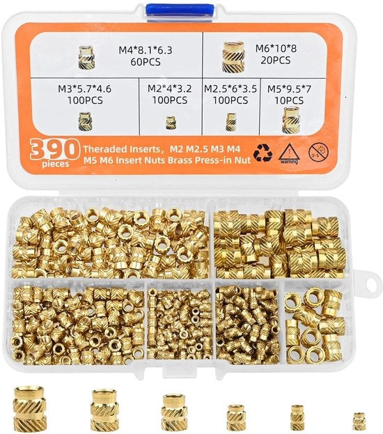 Viti a dado termoplastico - forti e resistenti - set da 390 pezzi - rame