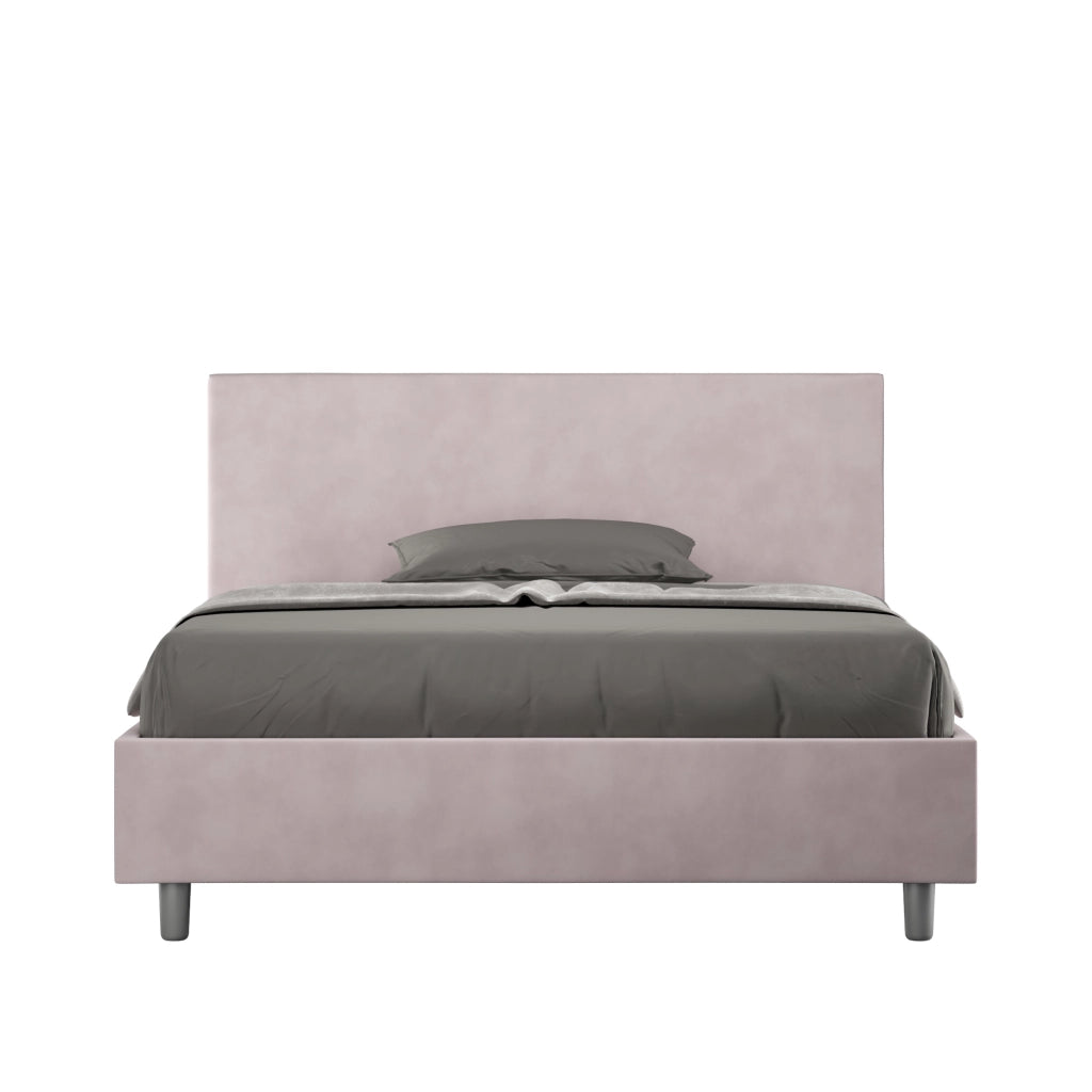 BS COM Letto una piazza e mezza contenitore imbottito 130x190 microfibra glicine