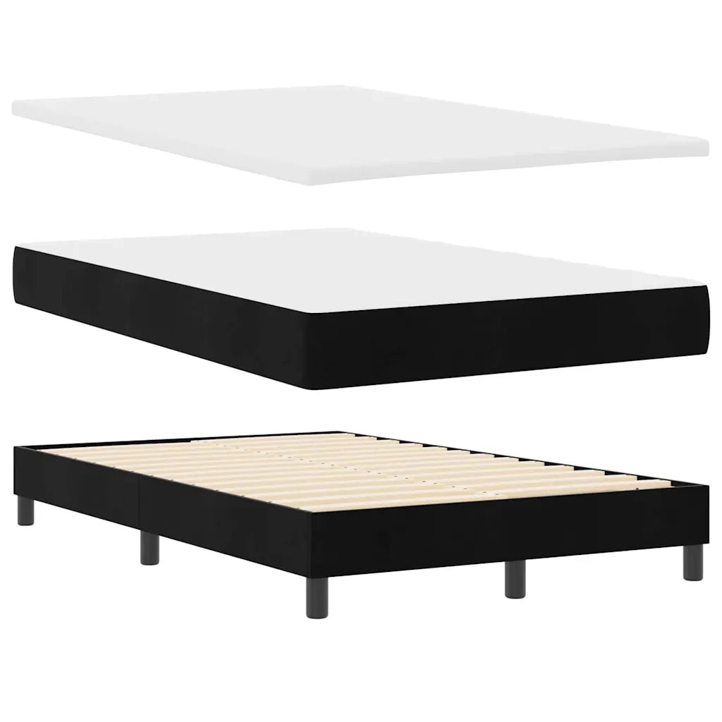 Letto a Sorgente LED con materasso Nero 120 x 190 cm Velluto 3342574