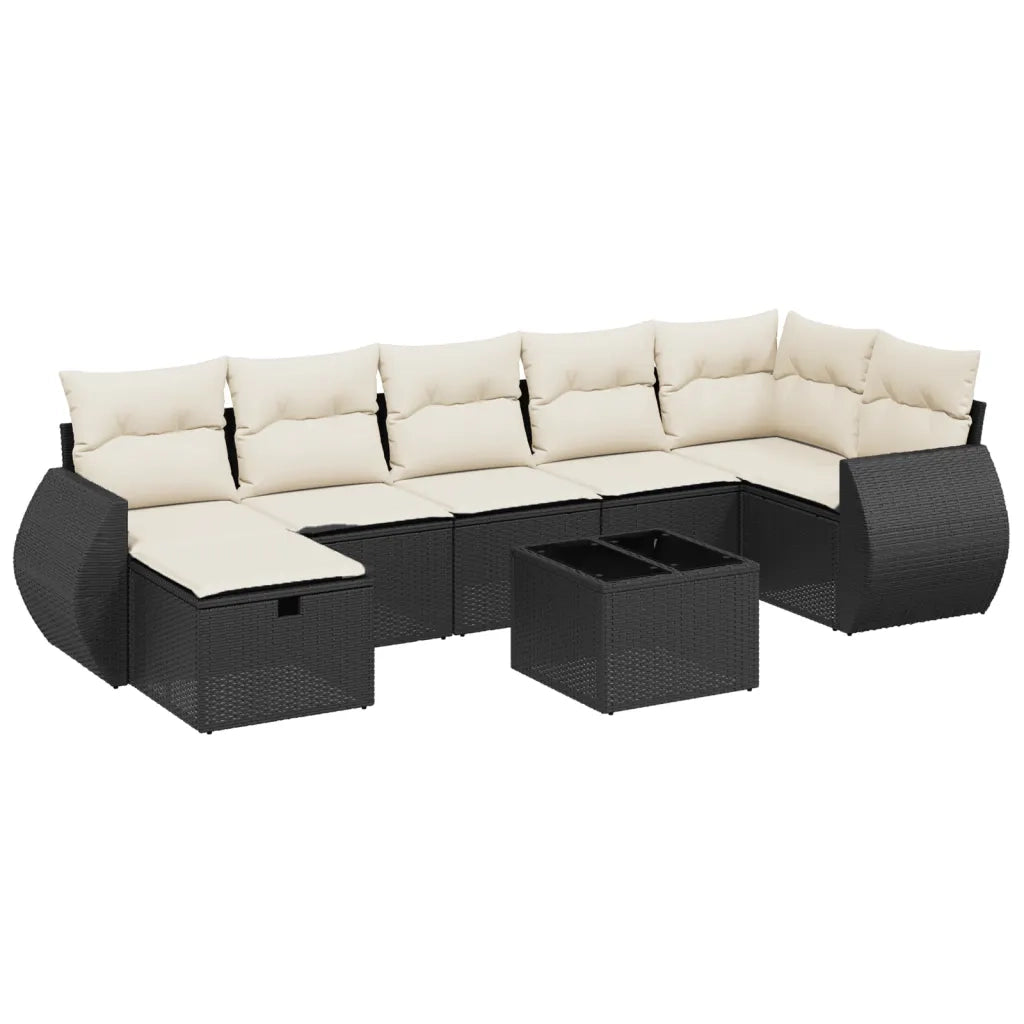 Set Divani da Giardino con Cuscini 8 pz Nero in Polyrattan 3264132
