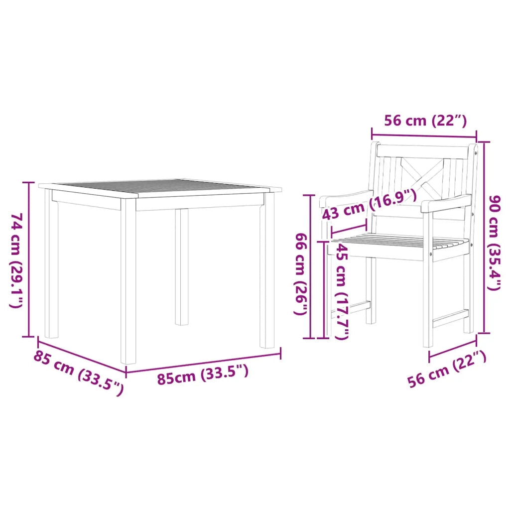Set da Pranzo per Giardino 5 pcs Marrone 3375657