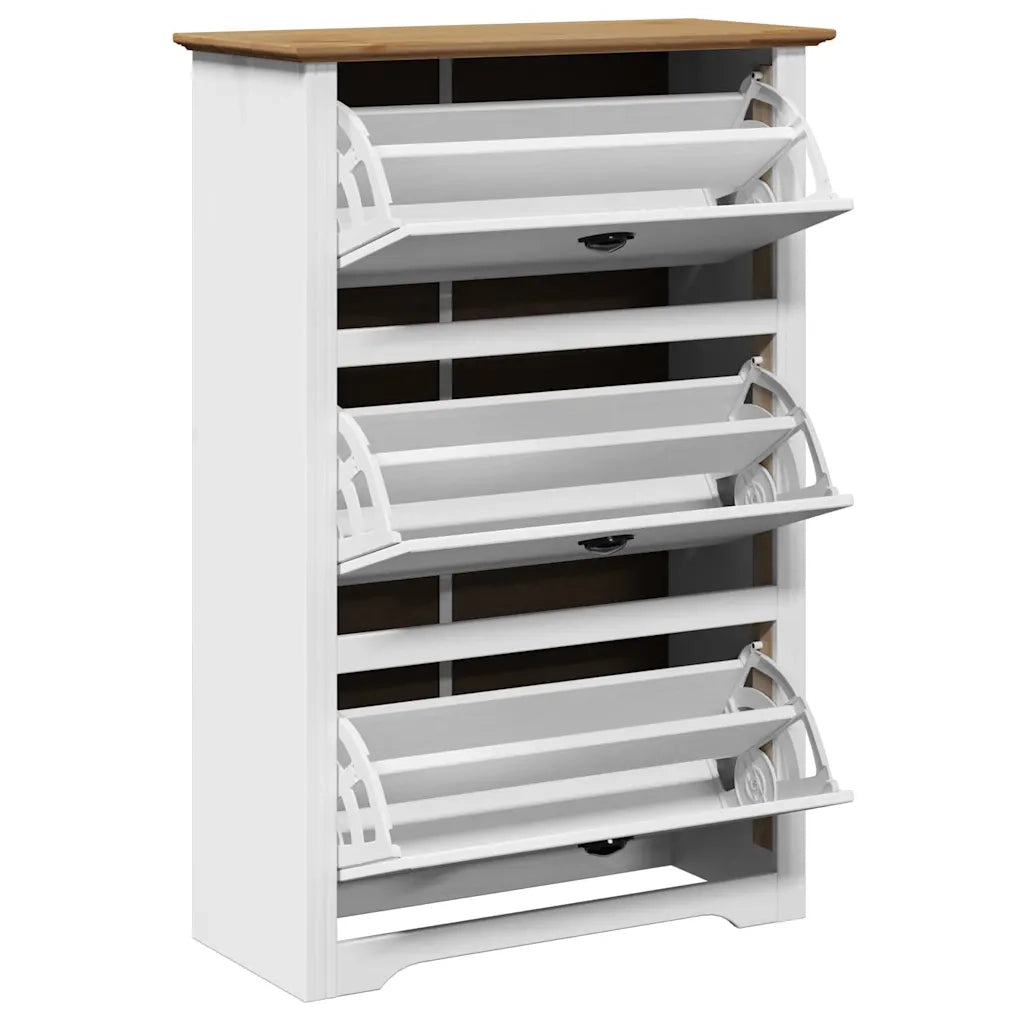 Scarpiera BODO Bianca e Marrone 80x35x118 cm 4016882