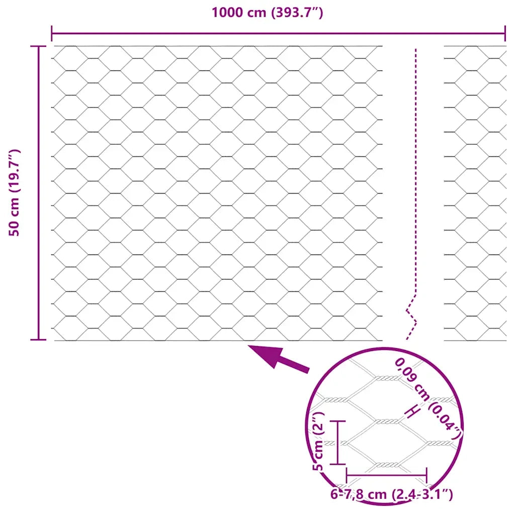 Recinzione Esagonale Grigio 0,5 x 10 m PVC 42005484