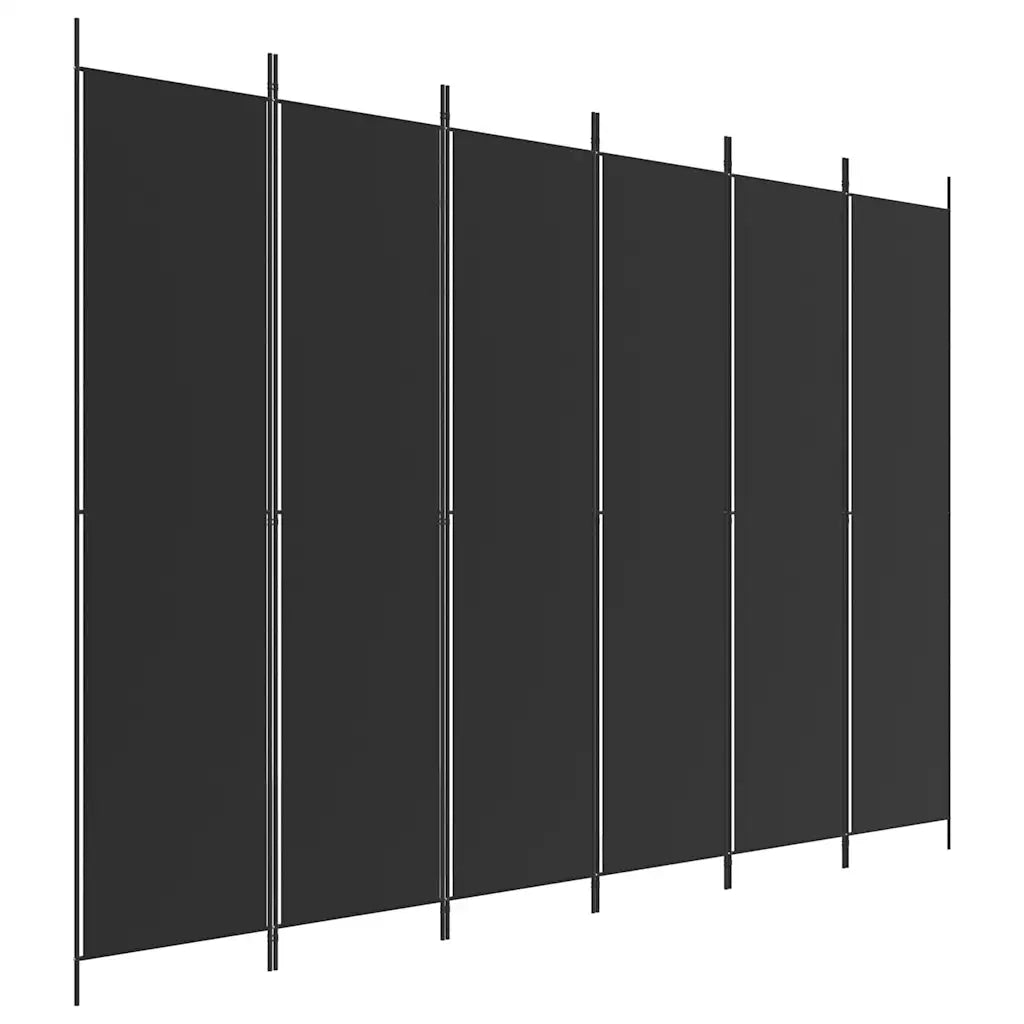 Divisorio a 6 Pannelli-Set di 6 pannelli Paravento Nero 300x220 cm in Tessuto