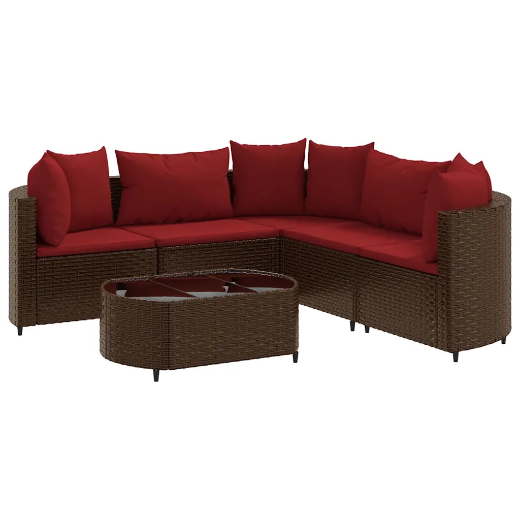Set Divano da Giardino 6 pz con Cuscini Marrone in Polyrattan 3308397