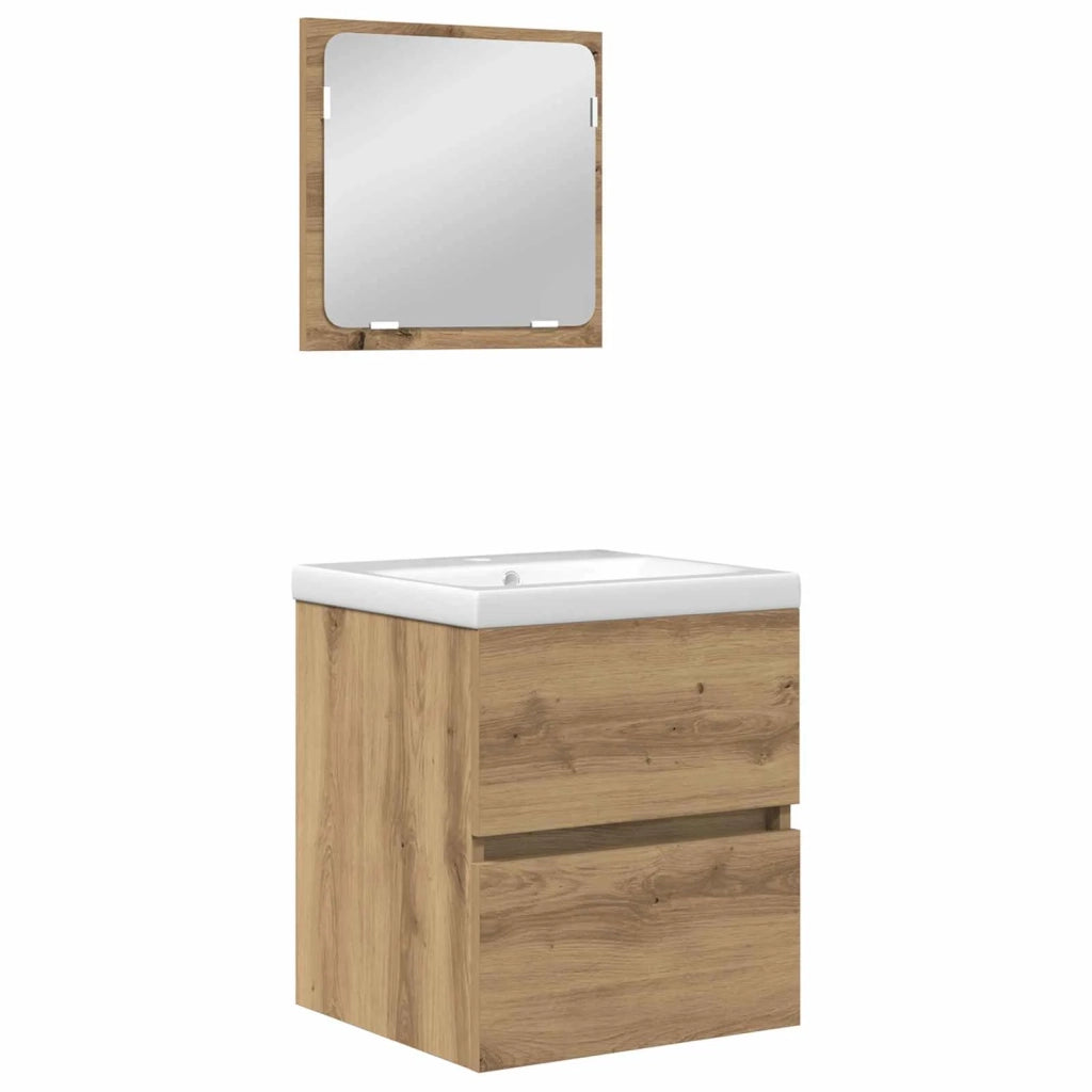Set di mobili per il bagno 2 pcs Rovere Artigiano e Bianco 3393512