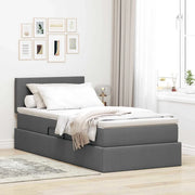 Letto con contenitore e LED Grigio scuro 100 x 200 cm Tessuto