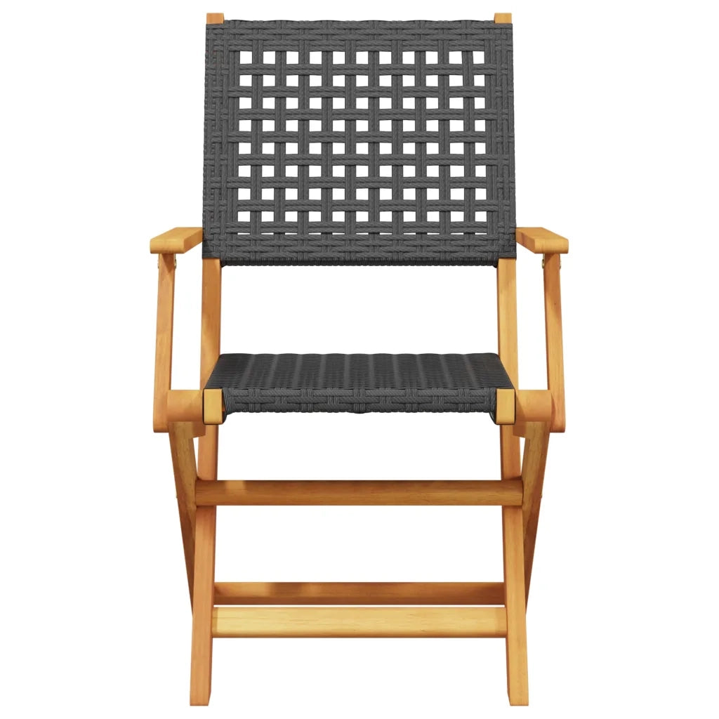 Set da Pranzo per Giardino 5pz Nero Polyrattan e Legno Massello 3281826