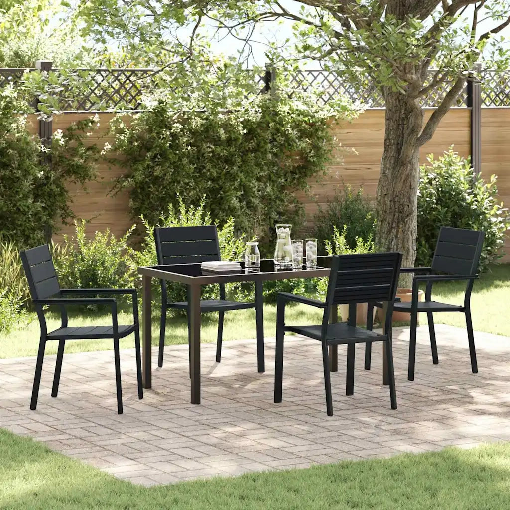 Set da Pranzo per Giardino 5 pcs Nero 3379144