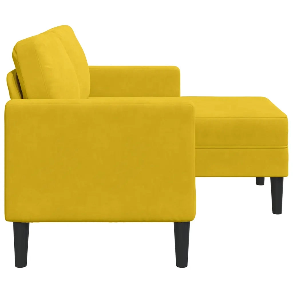 Divano 2 Posti con Chaise longue a L Giallo 125 cm Velluto 4107074