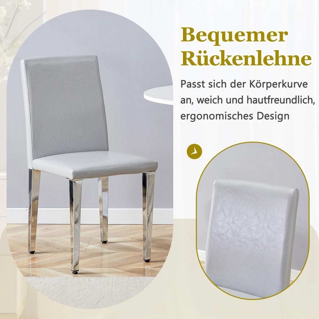 SEDIA da pranzo moderna 90 cm grigio chiaro e argento Set da 2 pezzi